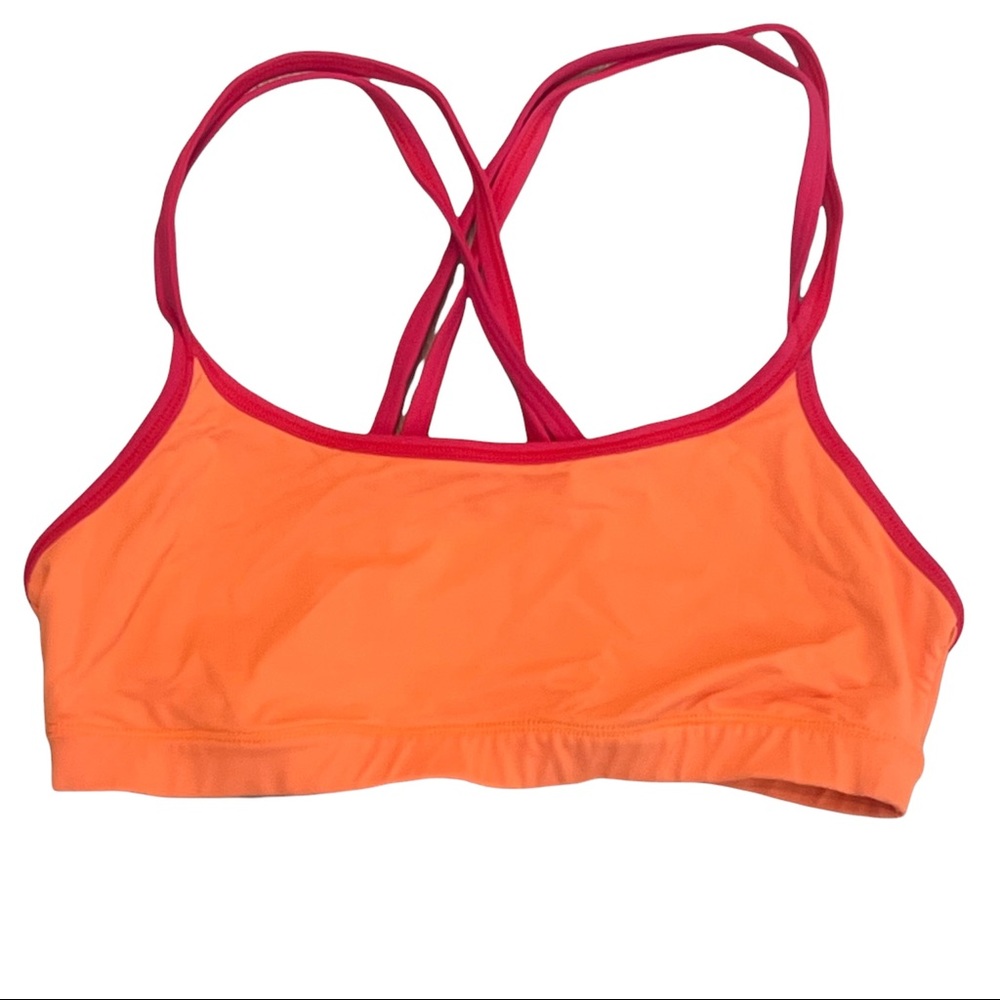 Pink Yoga Victoria’s Secret Orange and Pink Athletic Yoga Crossback Sports Bra M